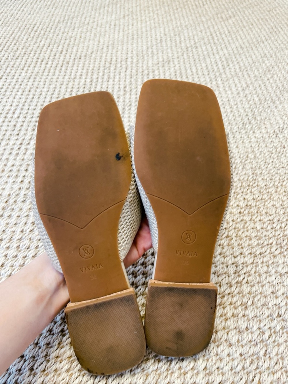 Vivaia Wide Band Slide Marianna Sandals Size 36 6 Beige Tan - Picture 6 of 9